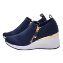 DKNY Womens Abbi Fabric Low Top Slip On Fashion Sneaker Navy