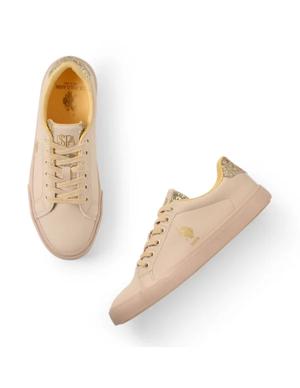 Women Round Toe Logo Beverly 2.0 Sneakers Beige - Image 3