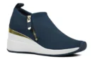 DKNY Womens Abbi Fabric Low Top Slip On Fashion Sneaker Navy