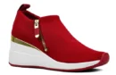 DKNY Womens Abbi Fabric Low Top Slip On Fashion Sneaker Red