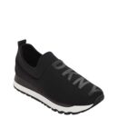 DKNY Women's Tokyo Slip On Comfort Sneaker with Glitter Logo Detail BLACK